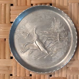 Mid century modern aluminum embossed duck coasters
